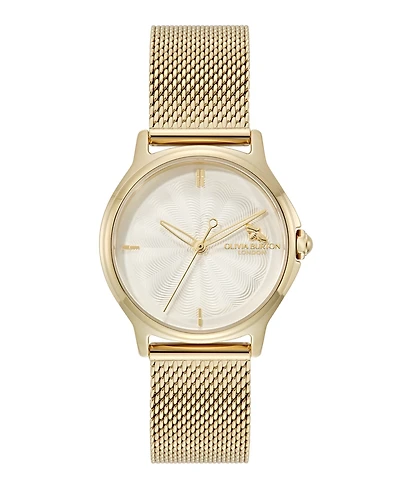 Olivia Burton Women's Ob Classic Bee Gold Tone Stainless Steel Mesh Bracelet Watch, 29.8mm
