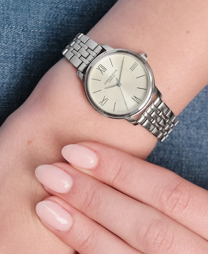 Olivia Burton Women's Westbourne Silver Tone Stainless Steel Bracelet Watch, 30mm