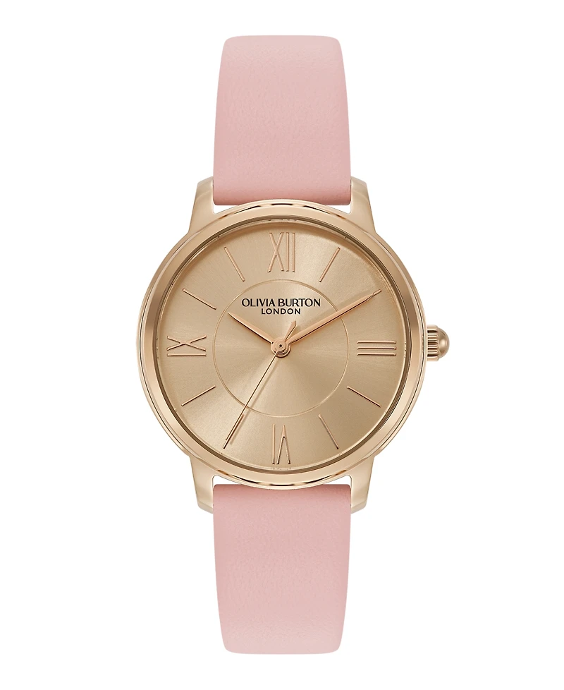 Olivia Burton Women's Westbourne Mellow Rose Leather Strap Watch, 30mm