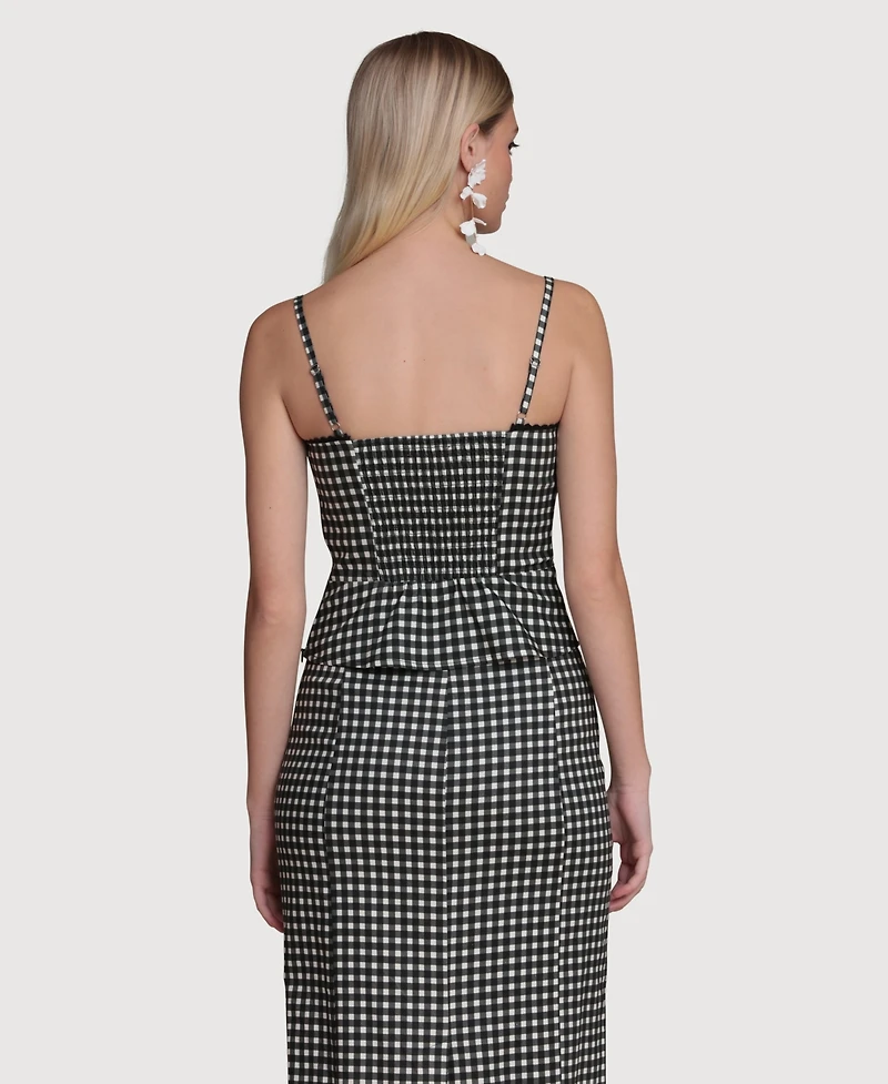 Avec Les Filles Women's Square Neck Peplum Tank Top