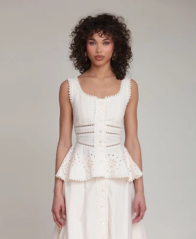 Avec Les Filles Women's Scoop Neck Peplum Top