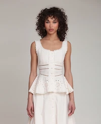 Avec Les Filles Women's Scoop Neck Peplum Top