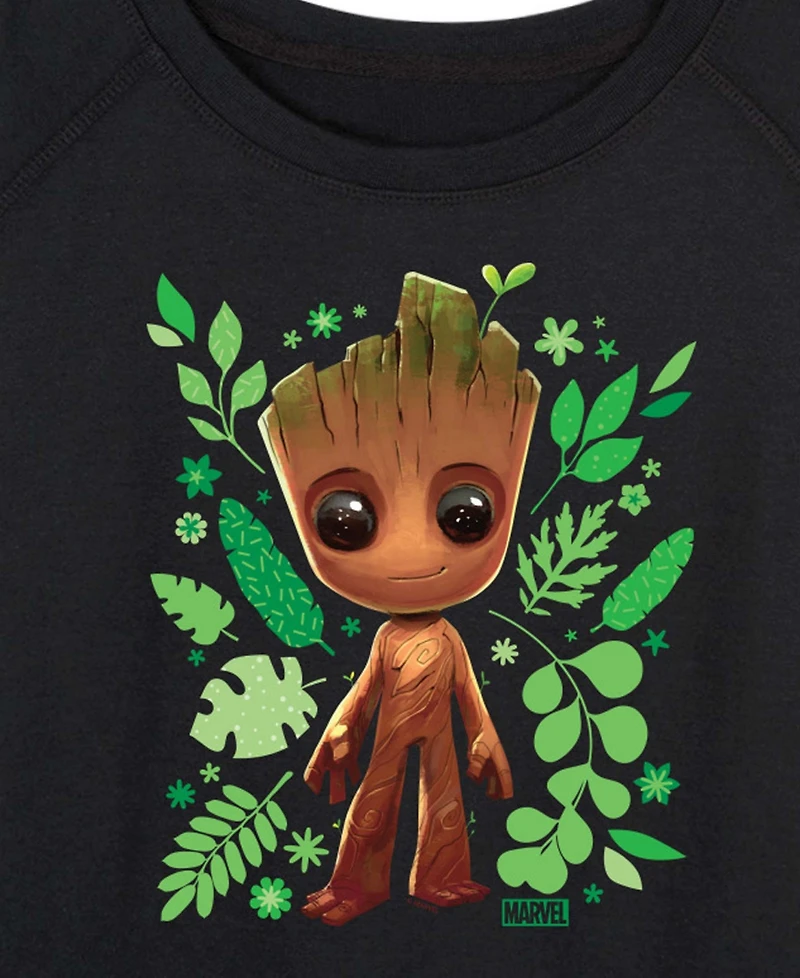 Hybrid Apparel Plus Guardians Of The Galaxy Baby Groot Leaf French Terry Long-Sleeve T-Shirt