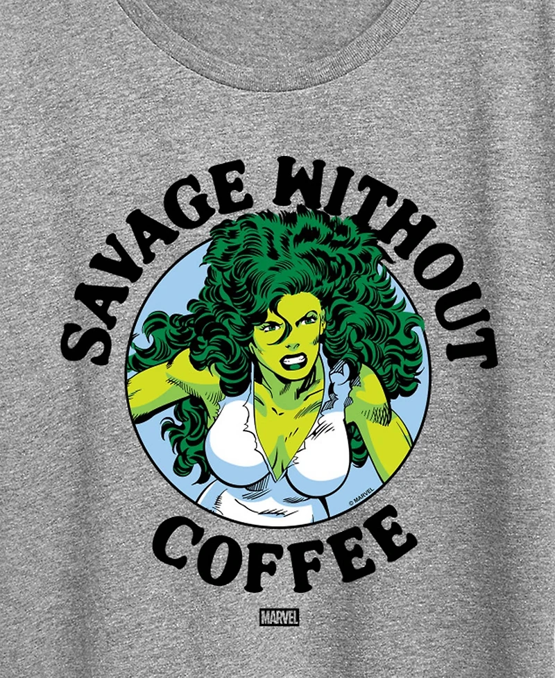 Hybrid Apparel Plus She-Hulk Savage without Coffee Short-Sleeve Graphic T-Shirt