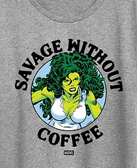 Hybrid Apparel Plus She-Hulk Savage without Coffee Short-Sleeve Graphic T-Shirt