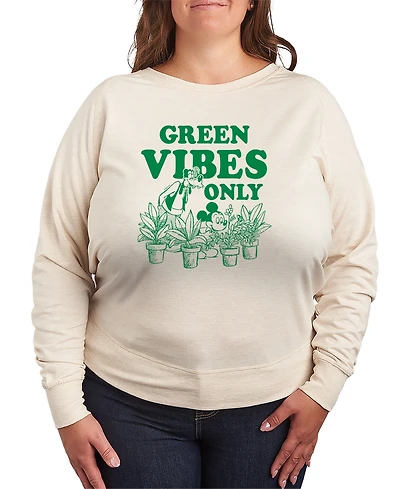Hybrid Apparel Plus Disney Green Vibes Only French Terry Long-Sleeve T-Shirt