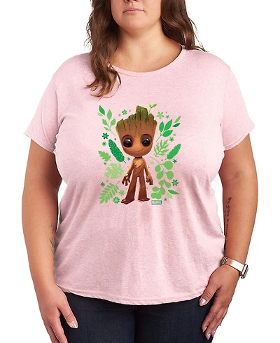 Hybrid Apparel Plus Guardians Of The Galaxy Baby Groot Leaf Short-Sleeve Graphic T-Shirt