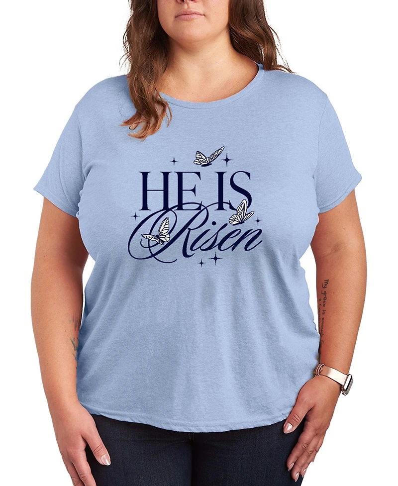 Hybrid Apparel Plus Instant Message He Is Risen Short-Sleeve Graphic T-Shirt