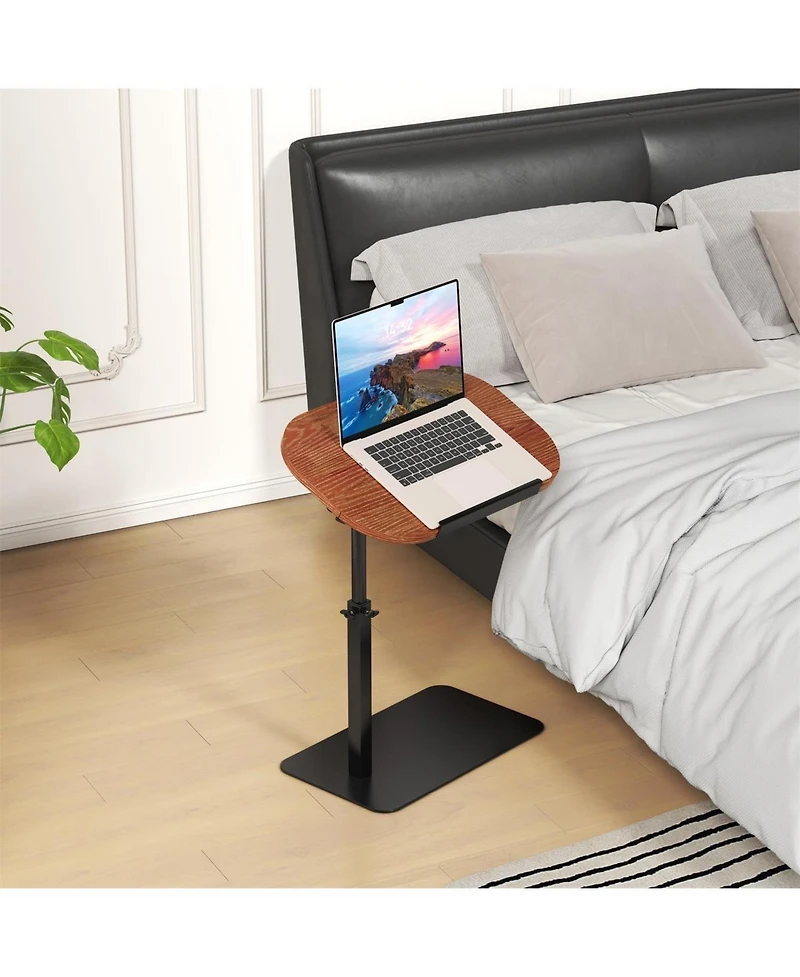 gaomon C Shaped End Table for Couch, 15.75"-31.5" Height Adjustable Side Table, Adjustable Armrest Tv Tray, Swivel Side Tables Sofa Trays fo