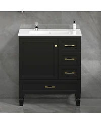 Sillysis Modern Bathroom Vanity with Sink, Transitional Mdf Cabinet, Ample Soft Close Storage, 1 Door 3 Drawers for Stylish Bathrooms