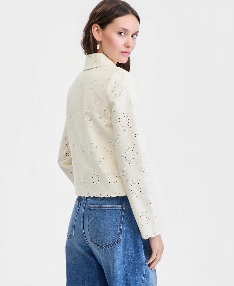 On 34th Women's Cotton Eyelet Scallop Hem Jacket, Macy's Exclusive