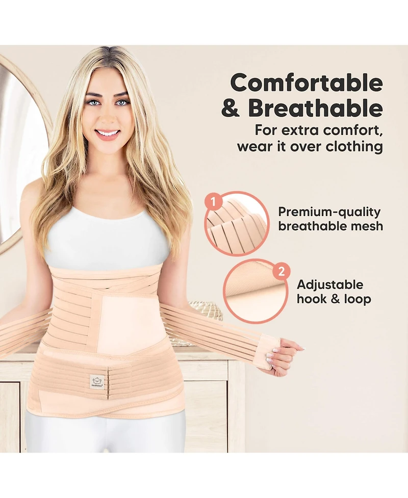 KeaBabies Maternity 2-Pack Revive 3 in 1 Postpartum Belly Band, Post Partum Belly Support Recovery Wrap, Postpartum Waist Binder Shapewear