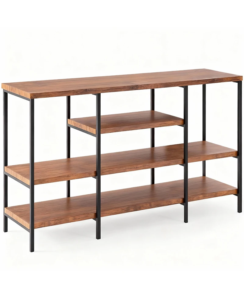 Yigii 4-Tier 55" Rustic Industrial Console Table for Living Room Decor