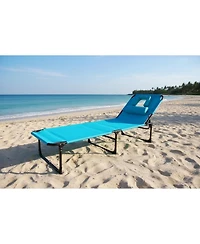 gaomon Tanning Chair with Face Hole Folding Beach Lounge Chair,5-Position Adjustable Backrest, Pillow & Side Pocket