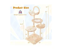 Aostirmotor 4-in-1 Wooden Cat Tower with Space Capsule Nest, Indoor Cat Tree for Climbing & Lounging