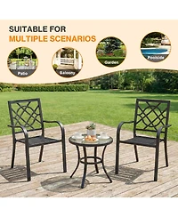Aoodor Patio Dining Chairs Set of 2, Stackable Metal High Back Chairs Set , Garden, Yard, Deck, Porch and Poolside