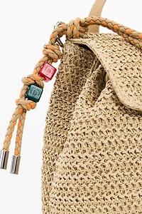 Desigual Women's Small raffia backpack charms