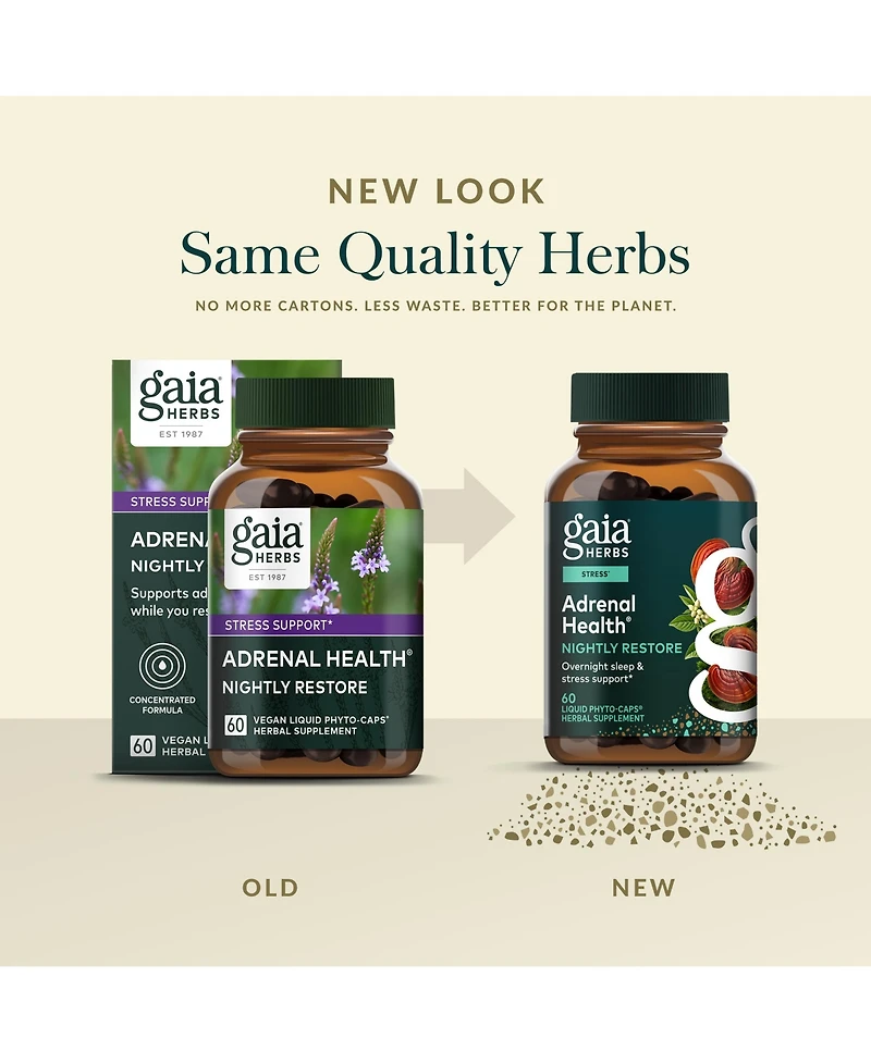 Gaia Herbs Adrenal Health Nightly Restore - Adrenal Support Herbal Supplement with Ashwagandha, Magnolia Bark, Cordyceps, Lemon Balm