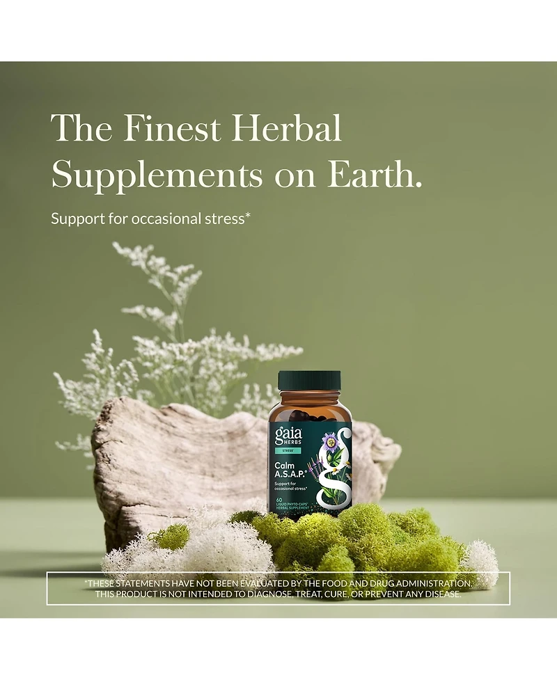 Gaia Herbs Calm A.s.a.p. Stress Support Supplement - With Skullcap, Passionflower, Chamomile, Vervain, Holy Basil & More to Support a Natural Calm