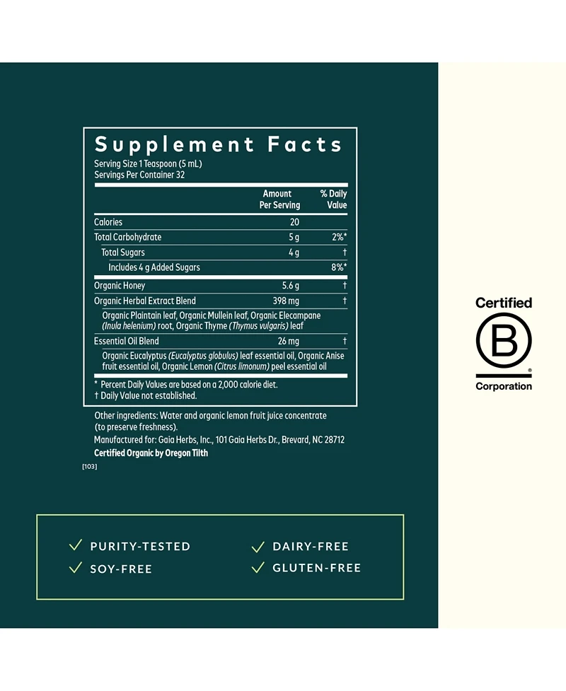 Gaia Herbs Bronchial Wellness Syrup - Immune Support Supplement to Help Maintain Lung Health and Help Provide Comfort for Occasional Sore Throat