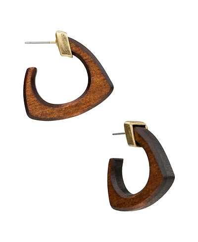 Patrica Nash Gold-Tone Plated Wood Hoop Earrings