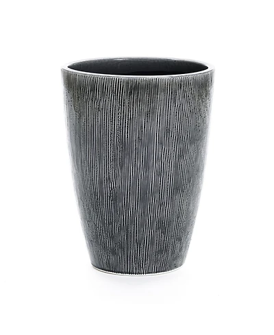 LuxenHome Sea Gray Ripples 17-Inch Tall Ceramic Planter