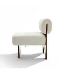 LuxenHome Upholstered White Modern Armless Accent Chair