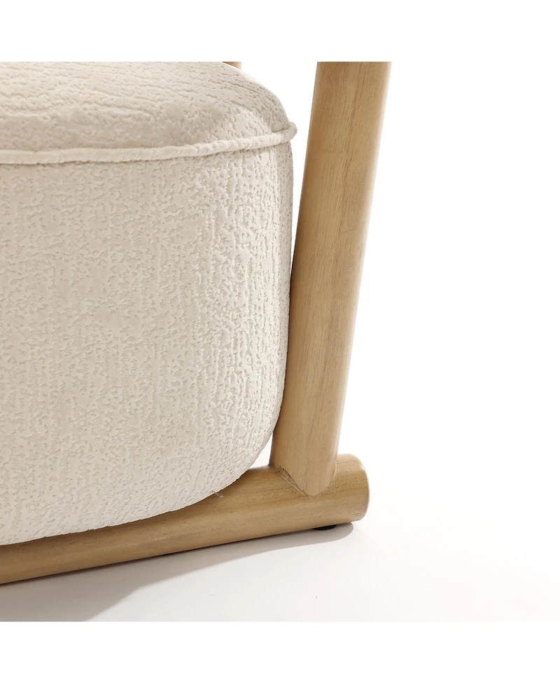 LuxenHome Upholstered Cream Modern U-Shape Back Accent Chair