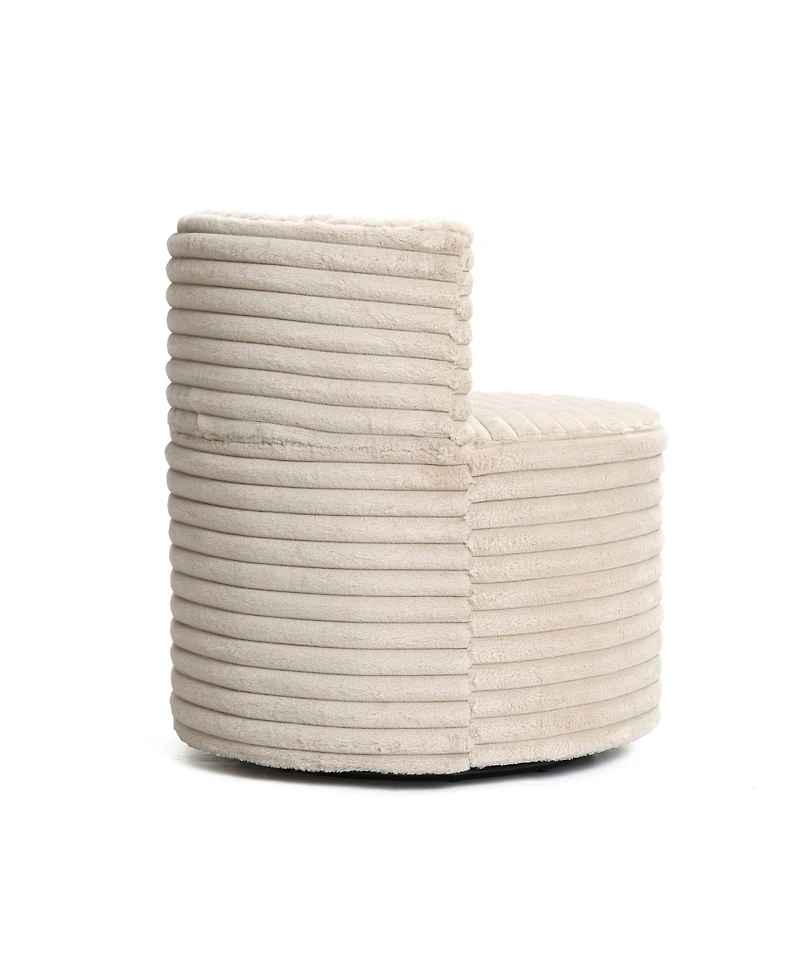 LuxenHome Modern Light Brown Upholstered Swivel Barrel Accent Chair