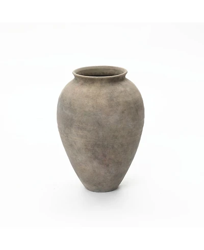 LuxenHome Rustic Ceramic Vase, 17.7" Tall Terracotta Pot with Earthy Gray-Brown Finish, Handcrafted