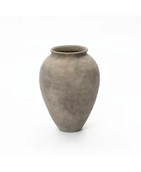 LuxenHome Rustic Ceramic Vase, 17.7" Tall Terracotta Pot with Earthy Gray-Brown Finish, Handcrafted