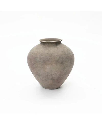 LuxenHome Rustic Ceramic Vase, 10.2" Tall Terracotta Pot with Earthy Gray-Brown Finish, Handcrafted