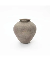 LuxenHome Rustic Ceramic Vase, 10.2" Tall Terracotta Pot with Earthy Gray-Brown Finish, Handcrafted