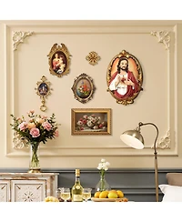 LuxenHome Sacred Jesus Wall Plaque, Oval Christian Home Decor Plaque for Prayer Room & Faith Display