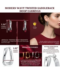 Wavy Twisted Hoop Earrings in White Gold Plated or 14K Gold Plated