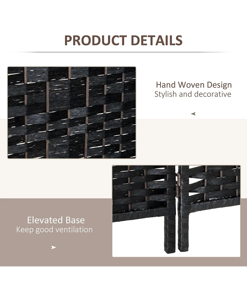 Homcom 6 Weave Panel Room Divider Privacy Folding Screen Diamond Decor Black