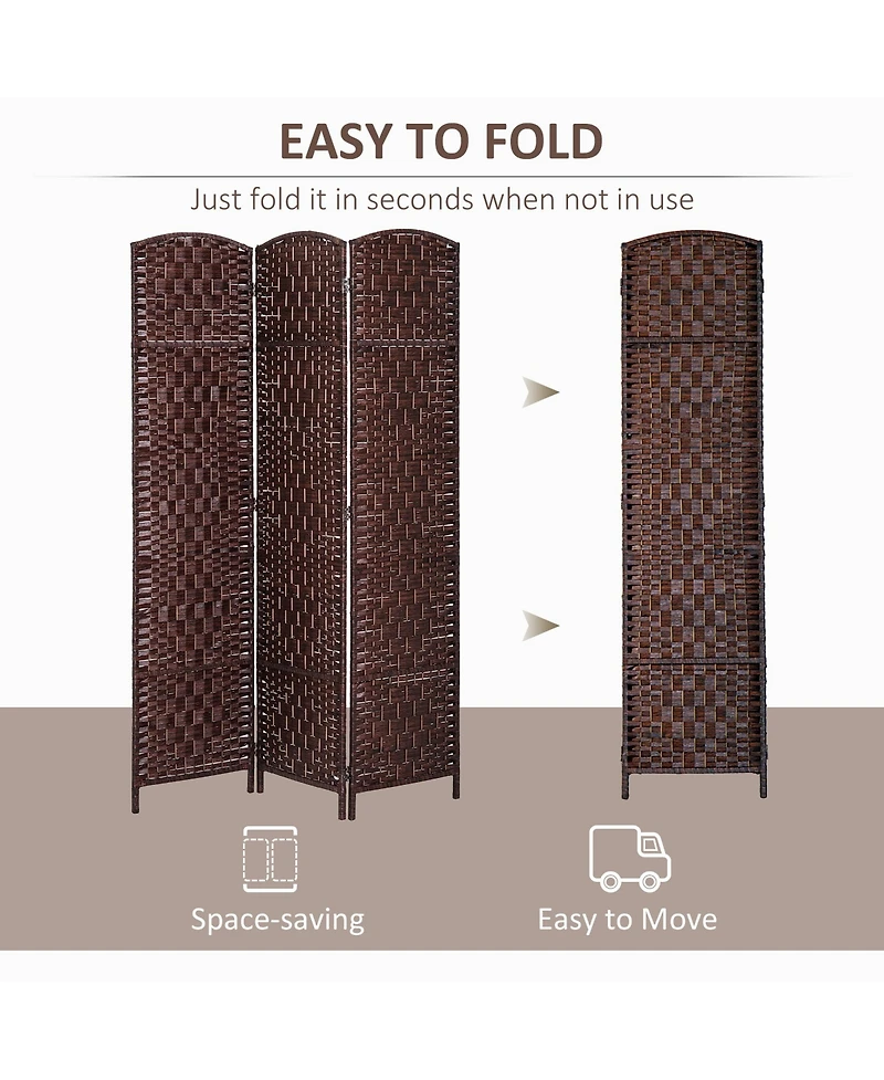 Homcom 3 Panel Resin Wicker Folding Room Divider Privacy Screen Home Office