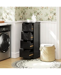 Gymax Bathroom Floor Cabinet Free-Standing Side Storage Organizer w/ 4 Drawers