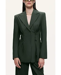 Nocturne Women's Lace-Up Waist Tailored Blazer