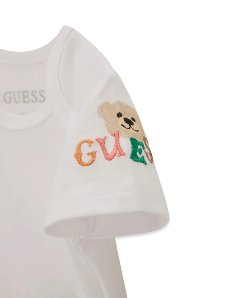 Guess Baby Boys' Short-Sleeve Bodysuit, Shortall, and Bucket Hat, 3-Piece Set
