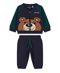 Guess Baby Boys' Long-Sleeve Zip-Up Top and Sweatpant, 2-Piece Set