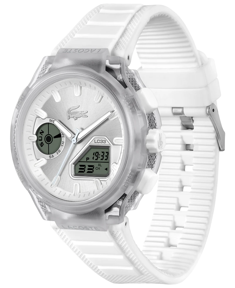 Lacoste Men's LC33 White Silicone Strap Watch, 44.8mm