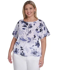 Calvin Klein Plus Printed Crew Neck Top