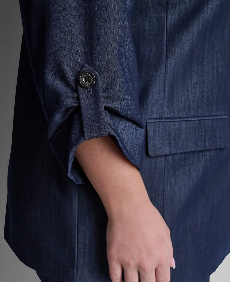 Dkny Plus Long-Sleeve One Button Roll Cuff Jacket