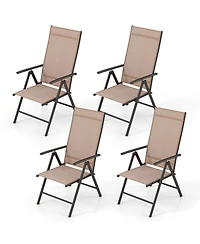 Gymax 4PCS Patio Folding Dining Chair w/ 7-Level Adjustable High Backrest for Garden