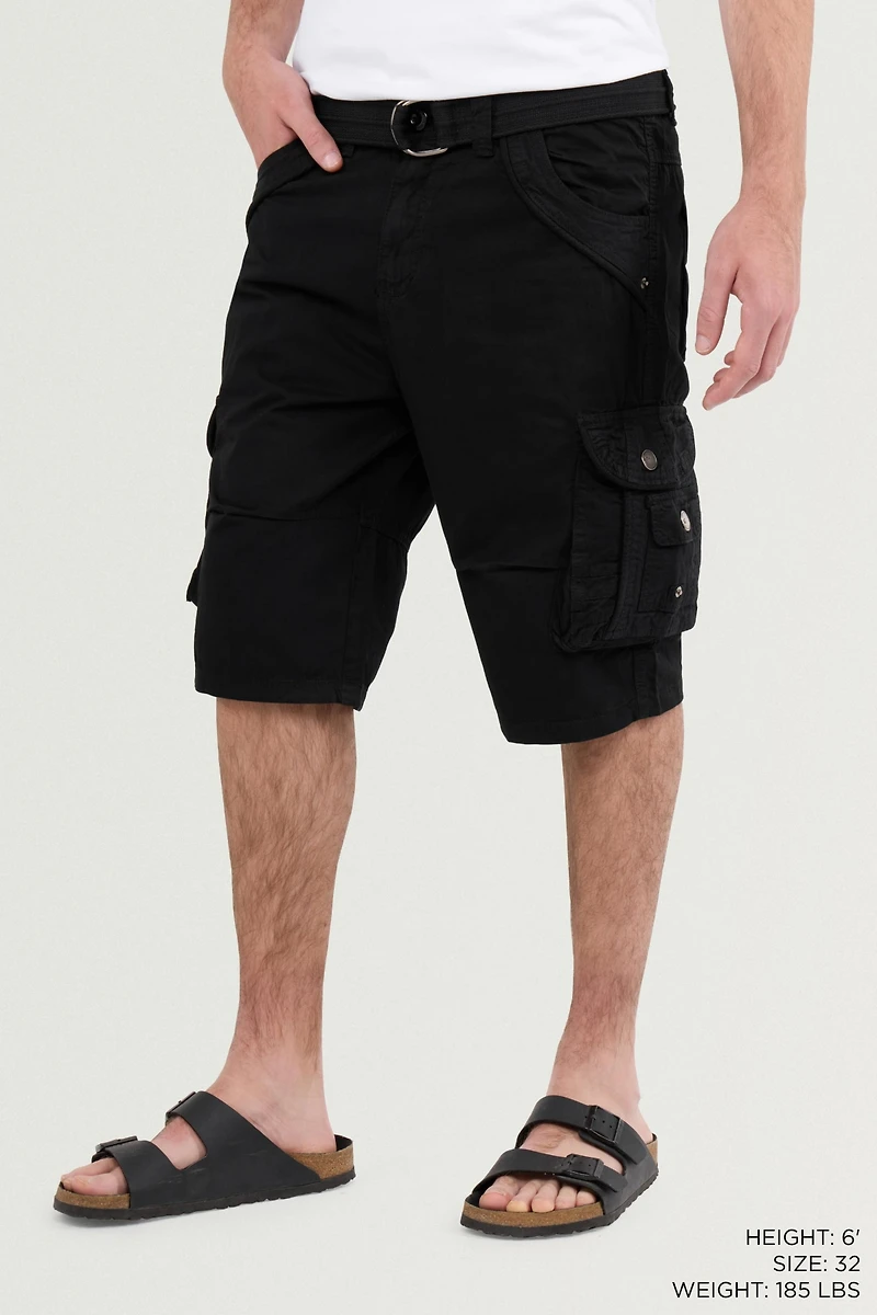 X-Ray Men's Belted Double Pocket Cargo Shorts