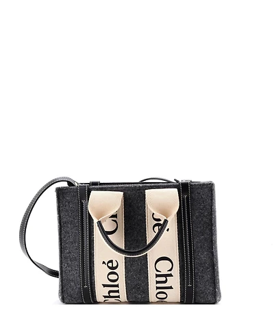 Pre-Owned Chloe Small Woody Tote Felt with Leather and Canvas