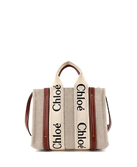 Pre-Owned Chloe Small Woody Tote Canvas with Leather