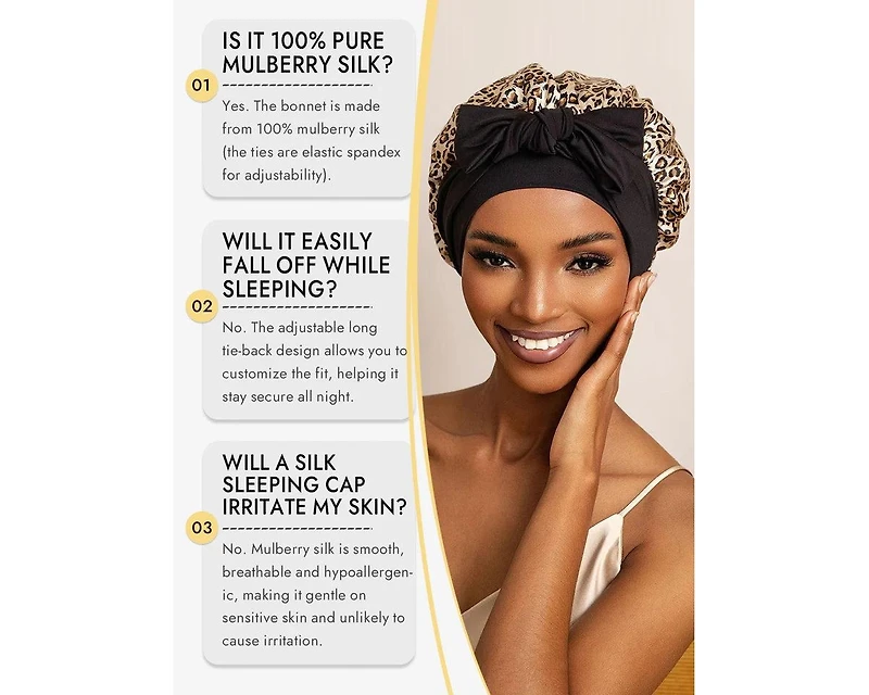 Silksilky Pure Silk Bowknot Tie Bonnet