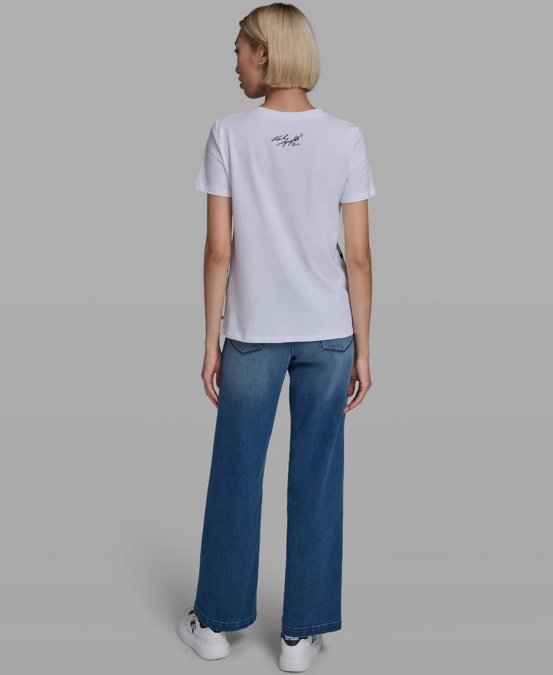 Karl Lagerfeld Paris Women's Short-Sleeve Crewneck T-Shirt